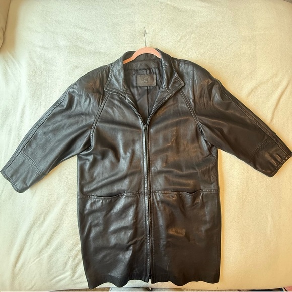 Etienne Aigner Black Leather Jacket Timeless Style - Picture 2 of 8